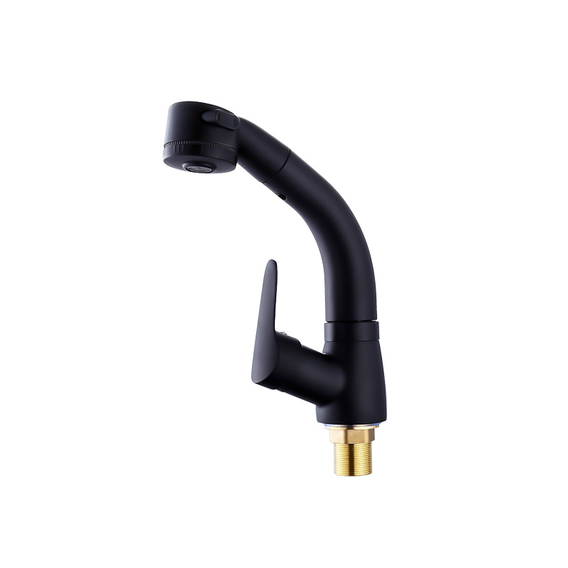 Black Spray Paint Lift Draw Basin Faucet
