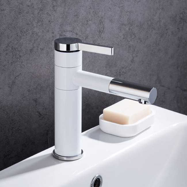 White Black Single Hole Basin Faucet