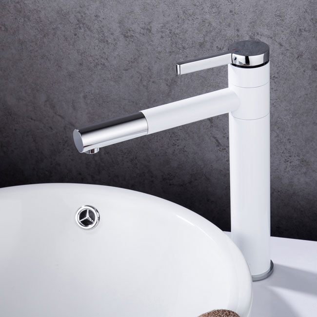 White Black Single Hole Basin Faucet