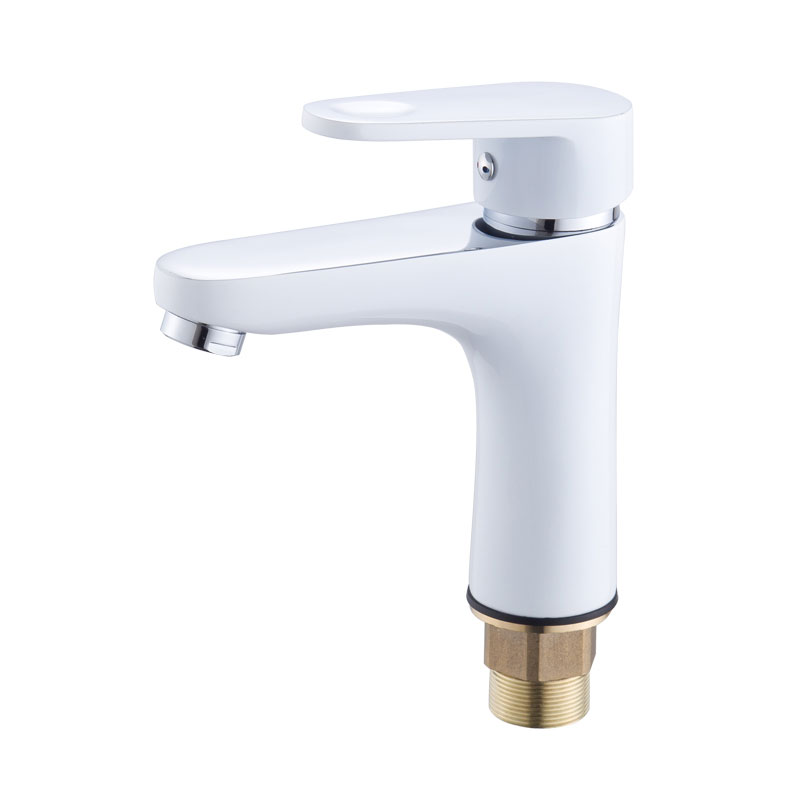 Bucket Waist Single Hole Black And White Basin Faucet