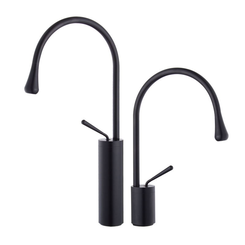 Personalized Water Drop Single Hole Black Basin Faucet