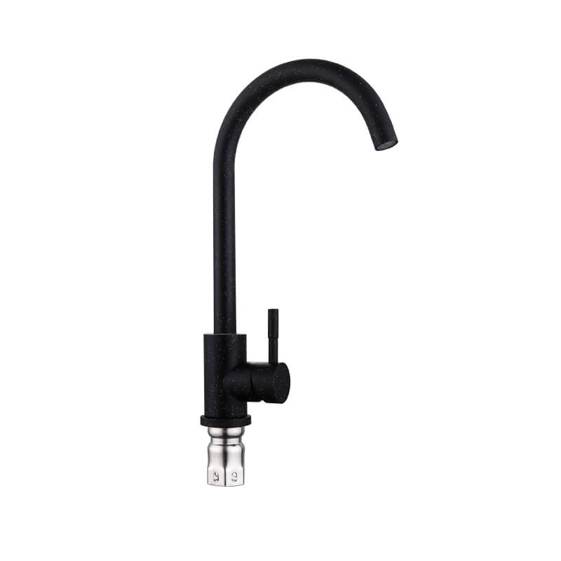 Black Flat Three-way Umbrella Tube Kitchen Faucet