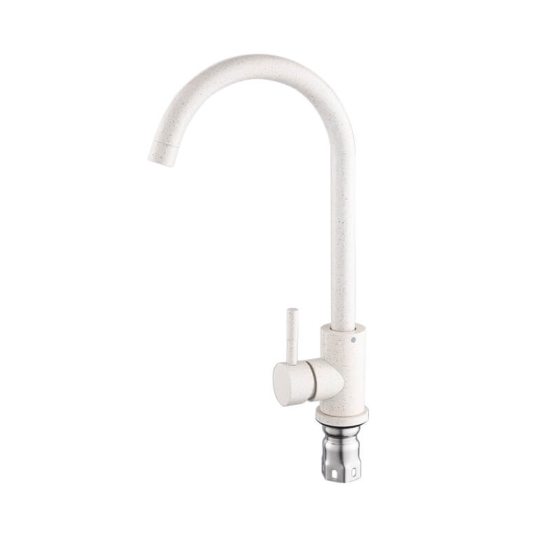 White Flat Three-way Umbrella Tube Kitchen Faucet